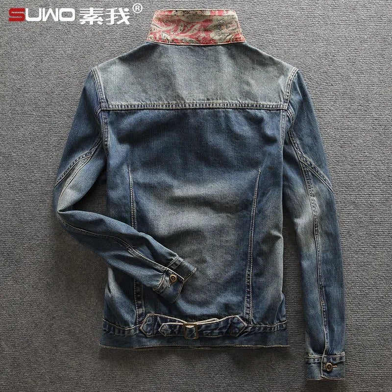 2023 Spring and Autumn New Classic Fashion Trend Vintage Printed Denim Jacket Men's Casual Loose Comfortable Large Size Coat