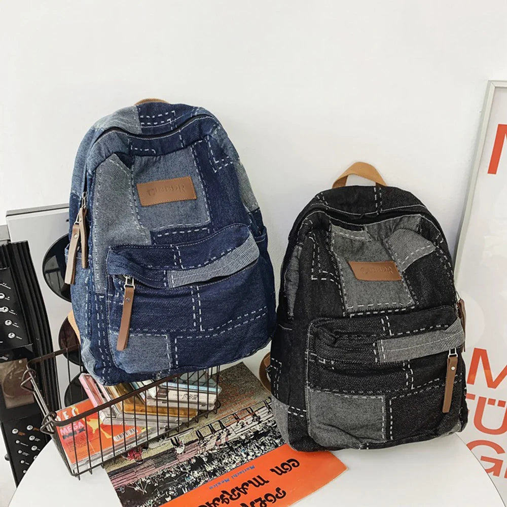 Retro Casual Fashion Travel Large Capacity Denim Bag Backpack