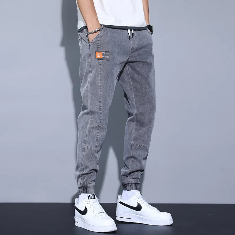 2023 New Men's Loose Harlan Strap Denim Pants Casual Versatile Fashion Baggy Jeans For Men Streetwear