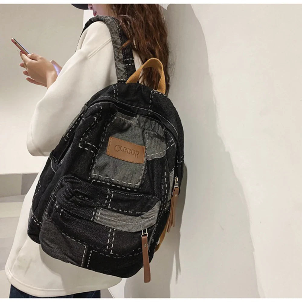 Retro Casual Fashion Travel Large Capacity Denim Bag Backpack