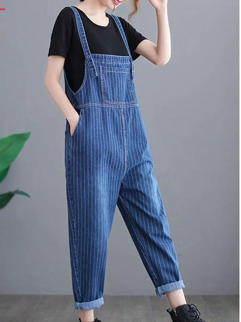 Art Stitching Denim Overalls